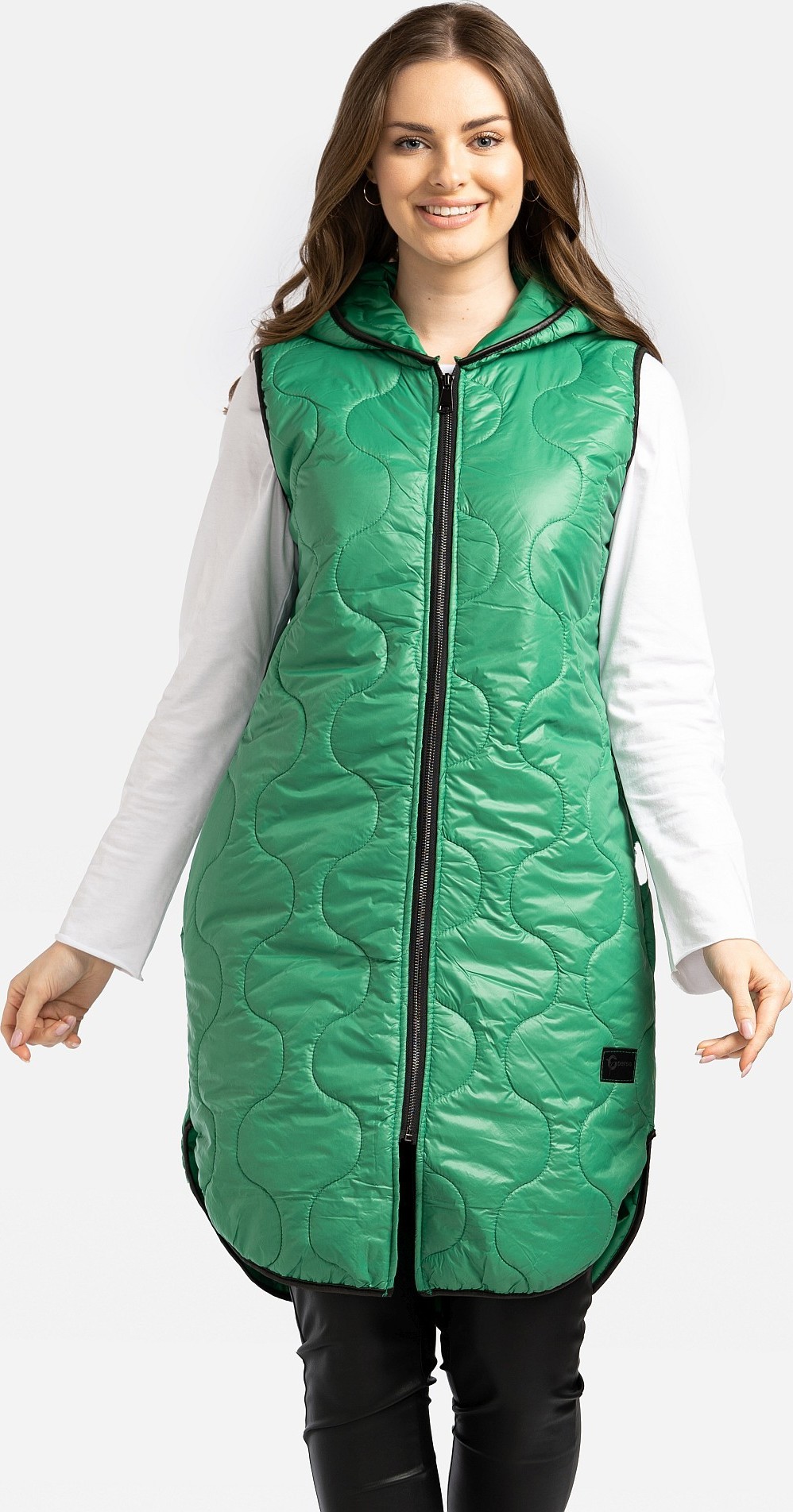 Zelená ľahká dámska vesta s neodnímateľnou kapucňou BLE 230000 F - Green Veľkosť: S