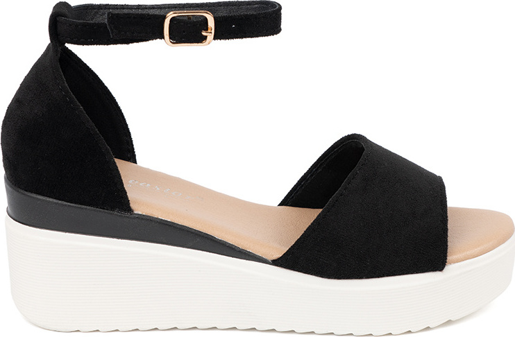 Čierne dámske sandále na bielom kline, podpätok 7 cm JH519P-B Veľkosť: 37