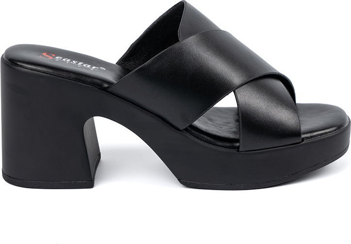 Čierne dámske nazuváky na stĺpiku, podpätok 8 cm AI26B Veľkosť: 40