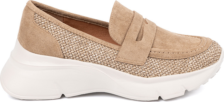 Béžové dámske nazúvacie tenisky na hrubej podrážke T621P-KH Veľkosť: 41