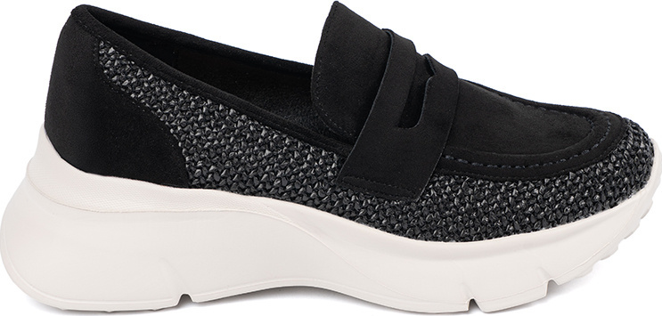 Čierne dámske nazúvacie tenisky na hrubej podrážke T621P-B Veľkosť: 40