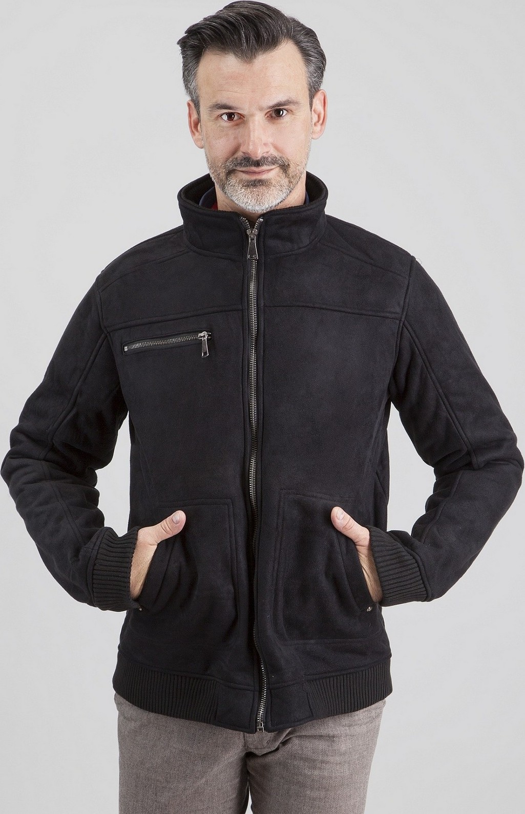 Čierna pánska semišová bunda so zapínaním na zips PKH 91C0000 H - Black Veľkosť: M
