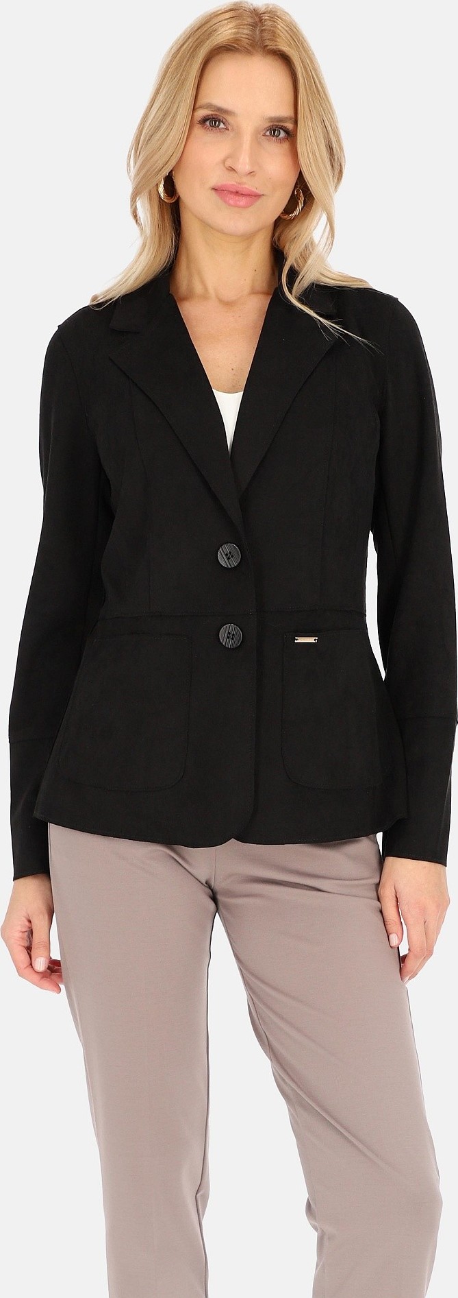 Čierny dámsky semišový blejzer BLE 241015 F - Black Veľkosť: M
