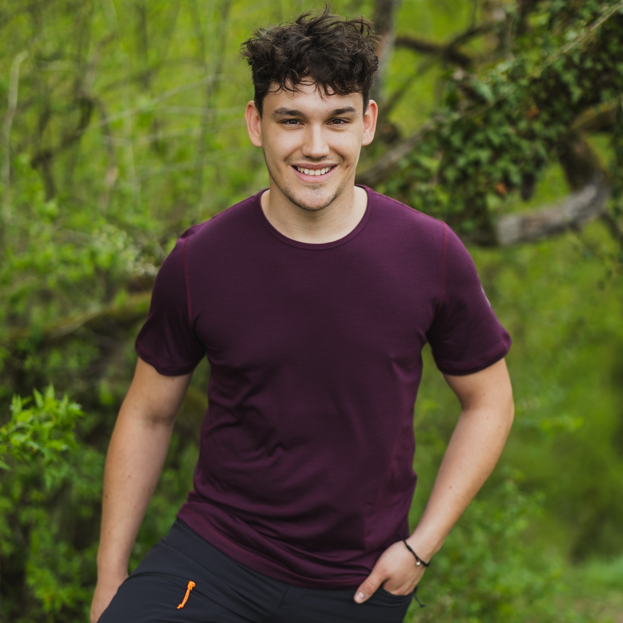 Fialové pánske funkčné tričko z Merino vlny Veľkosť: 3XL