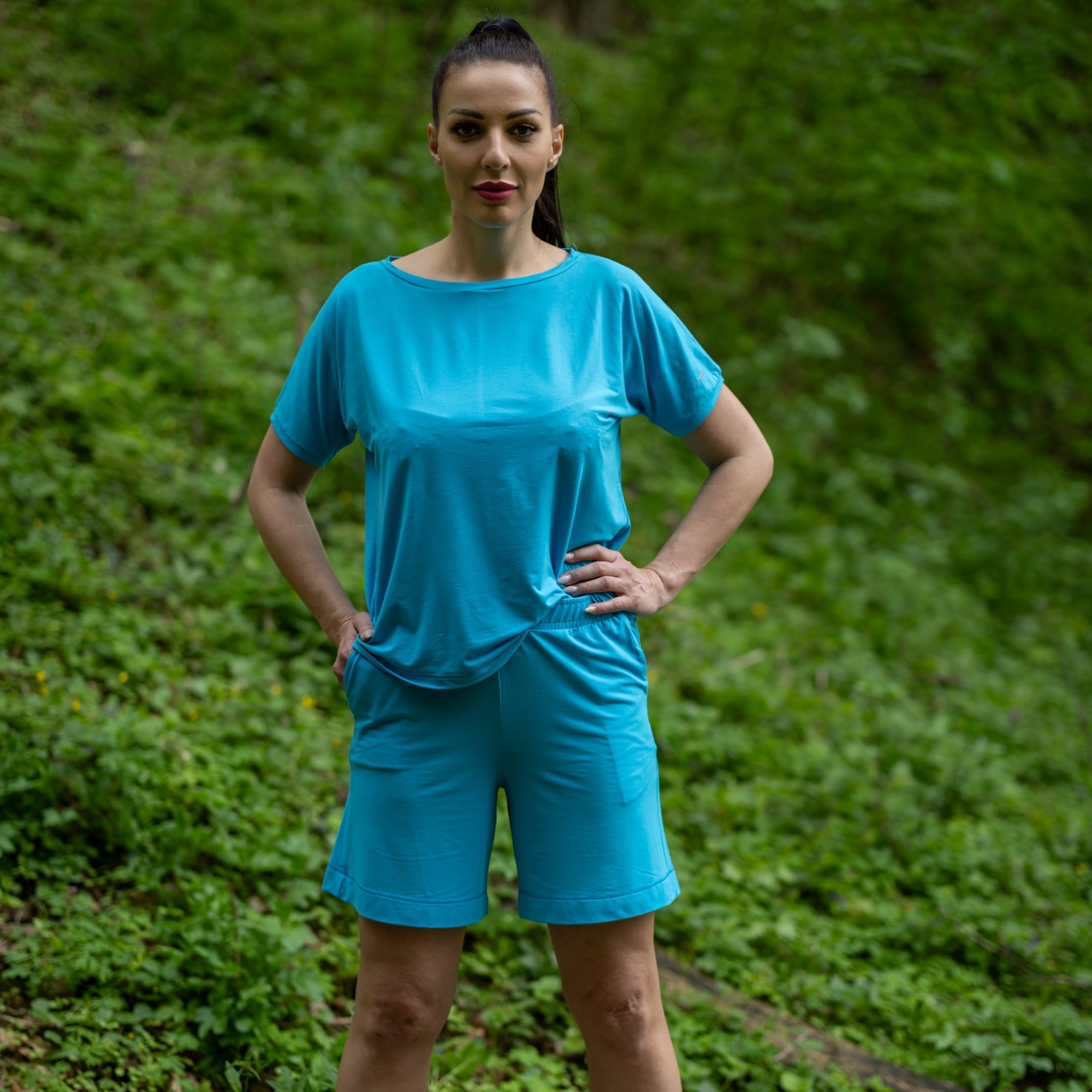 Tyrkysové dámske športové tričko Veľkosť: S