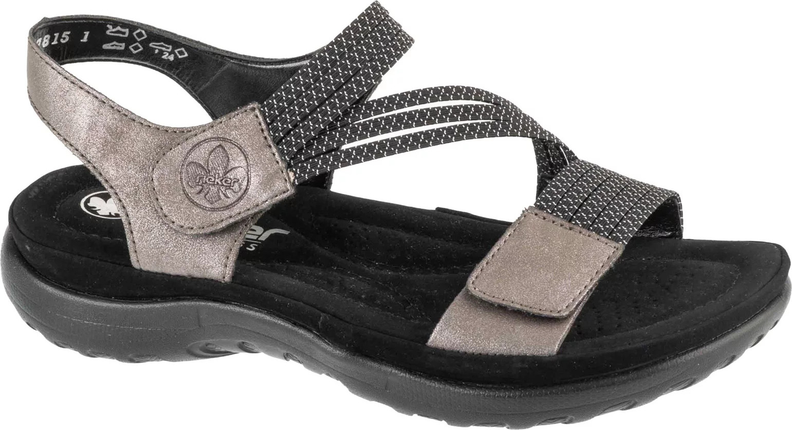 Šedo-čierna dámske sandále s opaskami Rieker Sandals 64870-42 Veľkosť: 39