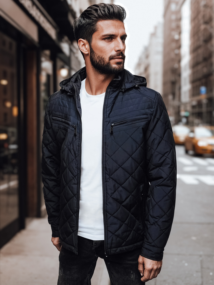 Tmavomodrá pánska prechodná bunda s vreckami TX4990 Veľkosť: 2XL
