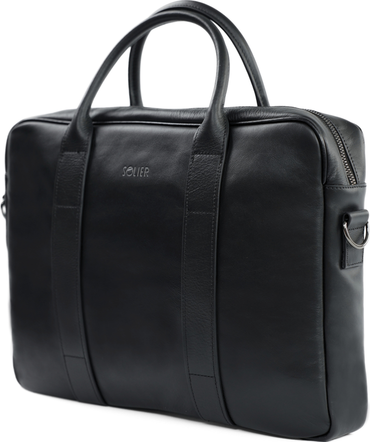Pánska kožená čierna taška Solier SL20 BLACK Veľkosť: ONE SIZE