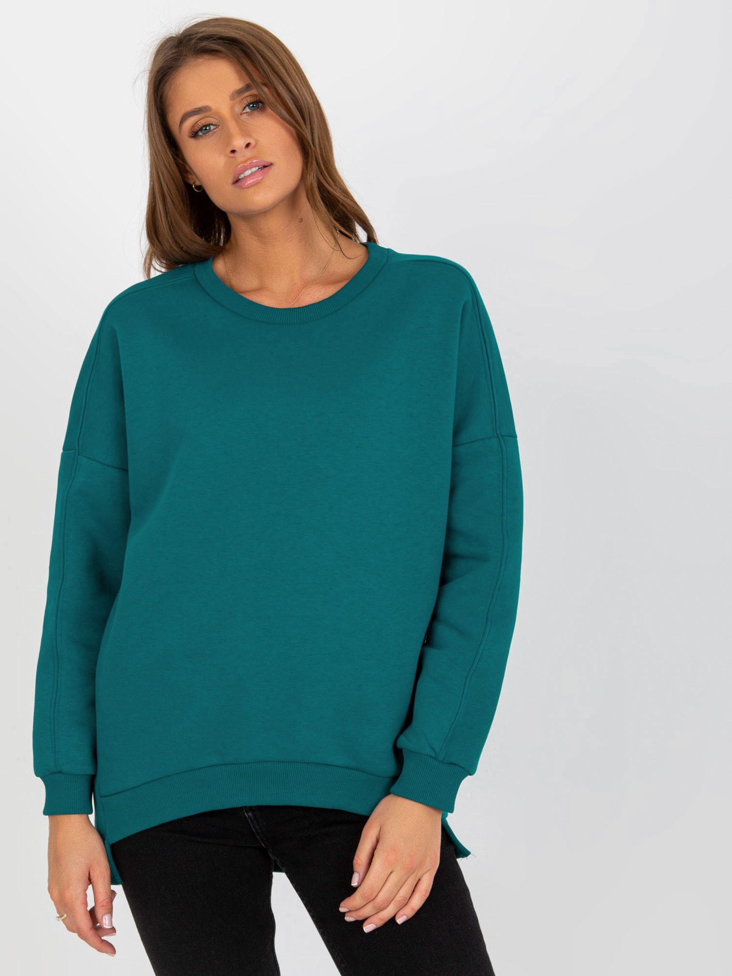 Petrolejová voľná basic mikina -RV-BL-8261.51-petrol blue Veľkosť: ONE SIZE
