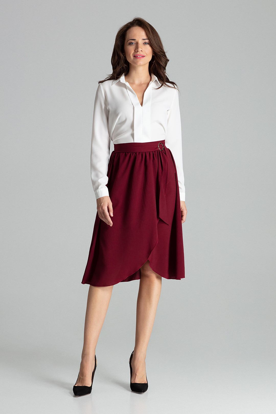Sukňa s elegantnou sponou L060 Deep Red Veľkosť: XL