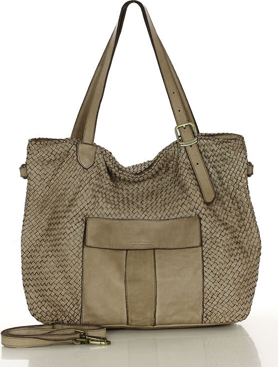 MARCO MAZZINI Velká béžová tkaná kabelka (v250d) Veľkosť: ONE SIZE