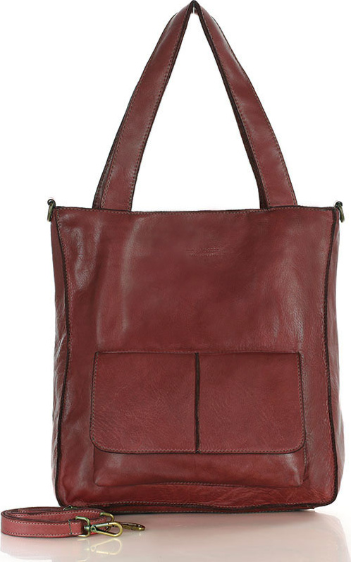 MARCO MAZZINI Červená dámska kožená shopper kabelka (v234h) Veľkosť: ONE SIZE