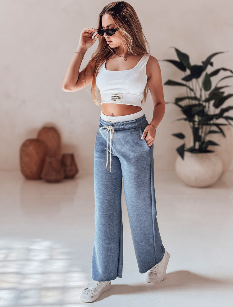 Dámsky dvojdielny komplet modrých nohavíc a rebrovaného topu LIFETIME AY1150 Veľkosť: ONE SIZE