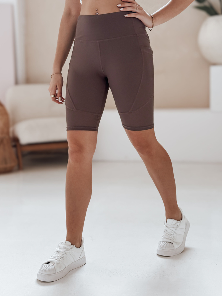 Tmavohnedé dámske biker shorts s vysokým pásom BIKELINE SY0419 Veľkosť: S