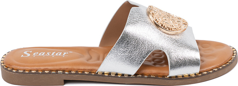 Strieborné dámske nazuváky so zlatou sponou LL-345P-S Veľkosť: 36