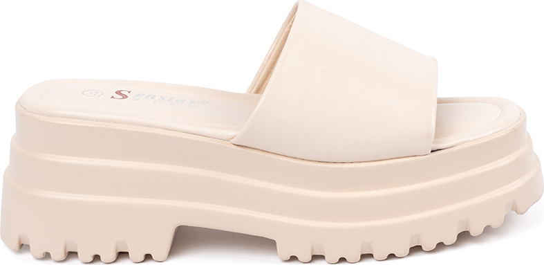 Svetlobéžové dámske nazuváky na platforme JH536P-BE Veľkosť: 37