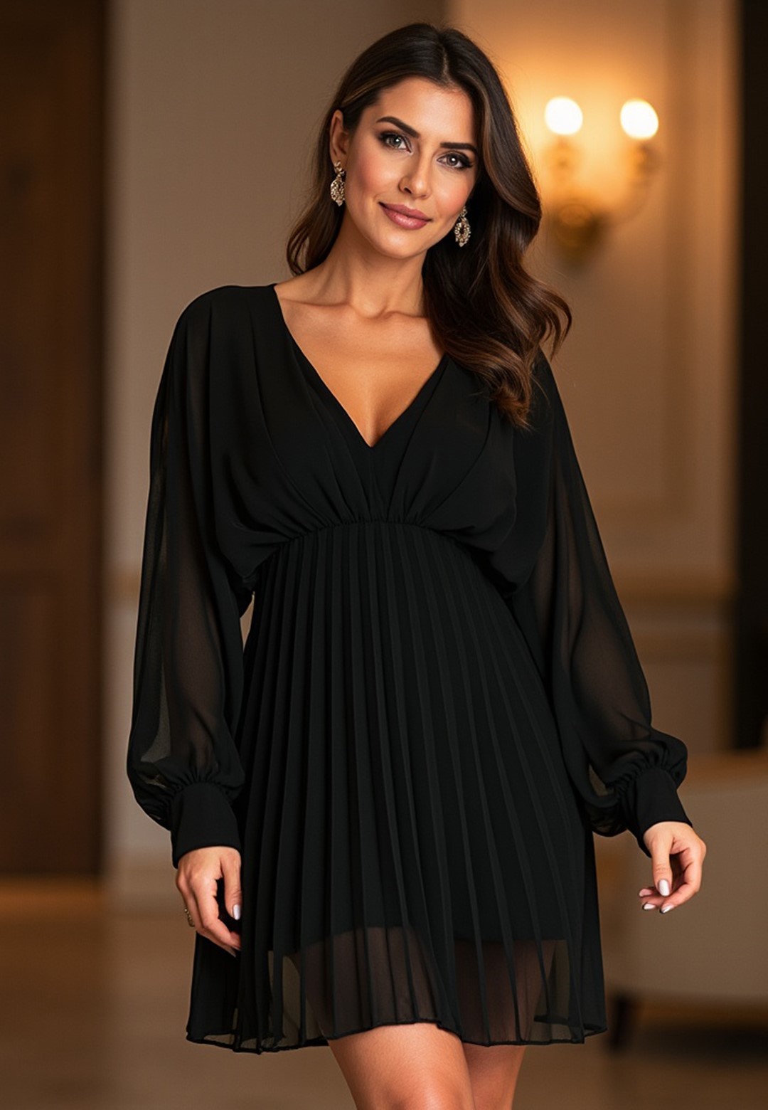 Čierne dámske mini šaty s viskózovou podšívkou M1165 Black Veľkosť: S/M