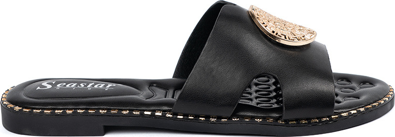 Čierne dámske nazuváky so zlatou ozdobou LL-345P-B Veľkosť: 36