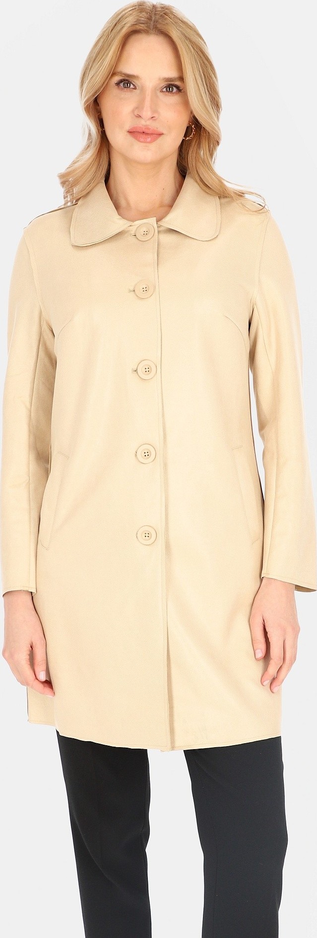 Béžový dámsky ľahký prechodový kabát BLE 252675 F - Beige Veľkosť: 2XL