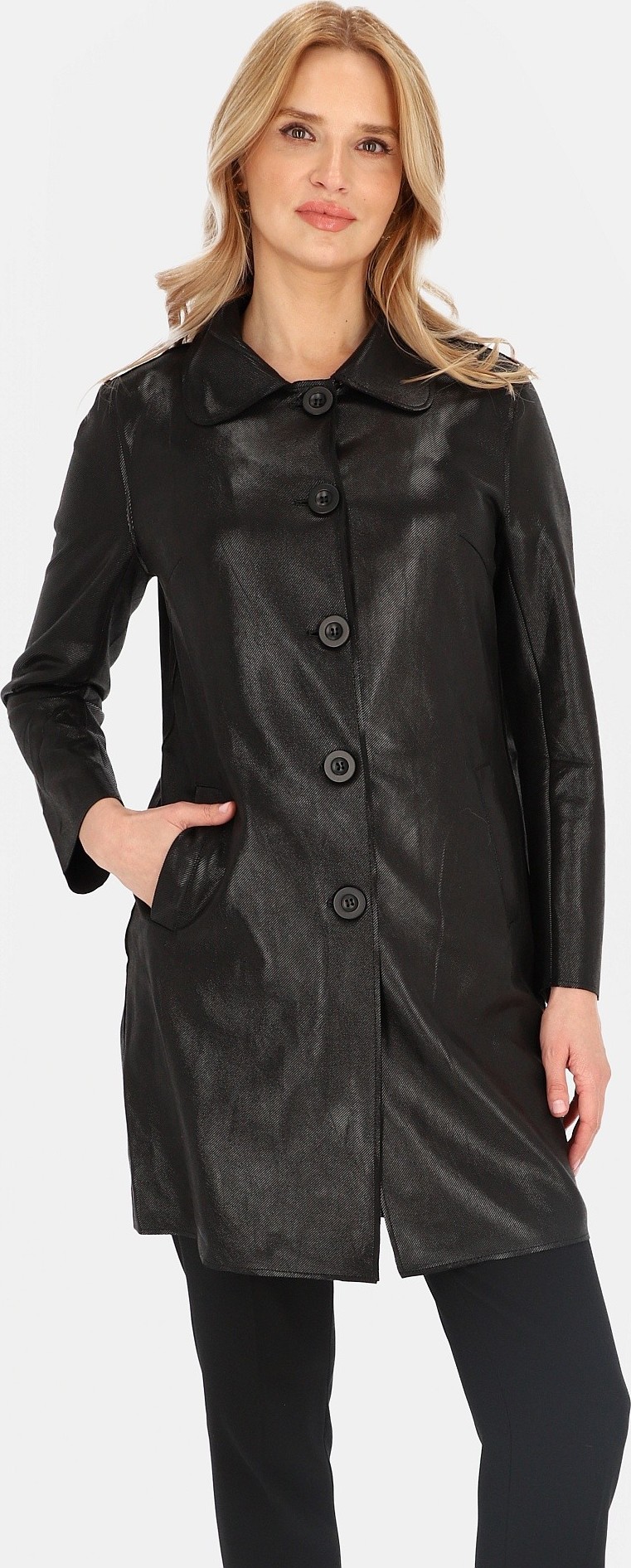 Čierny dámsky ľahký prechodový kabát BLE 252675 F - Black Veľkosť: 2XL
