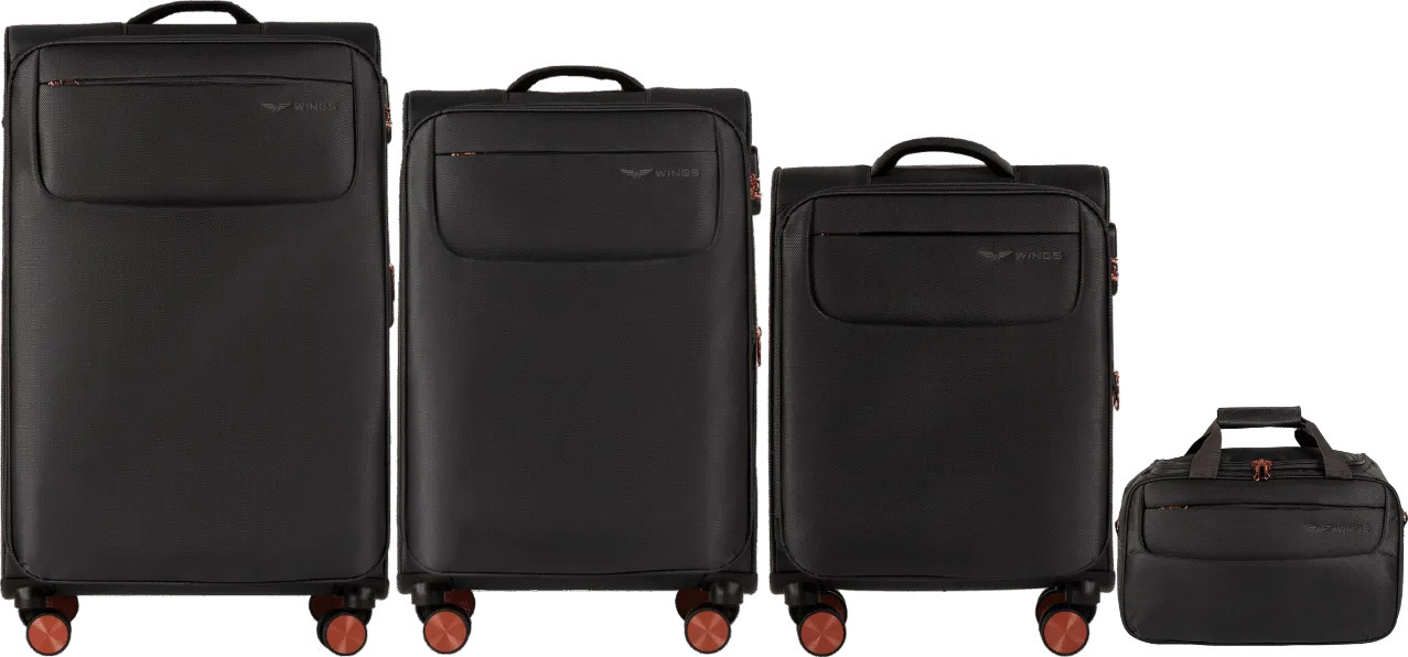 Tmavosivá sada cestovných kufrov a príručnej batožiny TRN01 Set of 3 suitcases (L, M, S) Wings, Grey + carry-on bag Veľkosť: Sada kufrov
