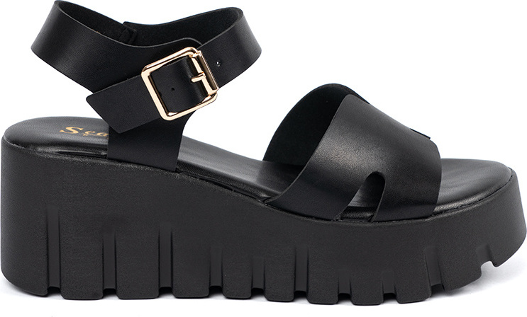 Čierne dámske sandále na vysokej platforme QT113P-B Veľkosť: 40