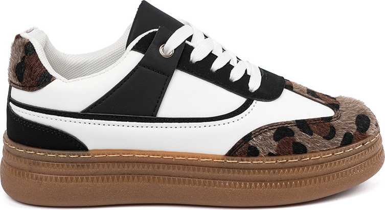 Dámske čierno-biele sneakersy s leopardími vsadkami PC2817B/W Veľkosť: 36