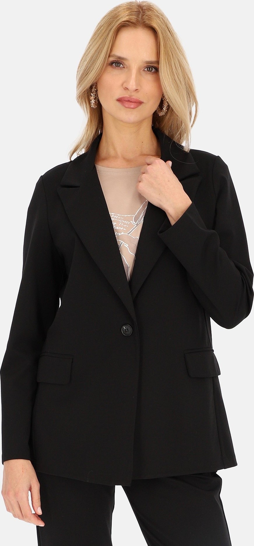 Čierne dámske sako s viskózou VEE 242404 F - Black Veľkosť: 36