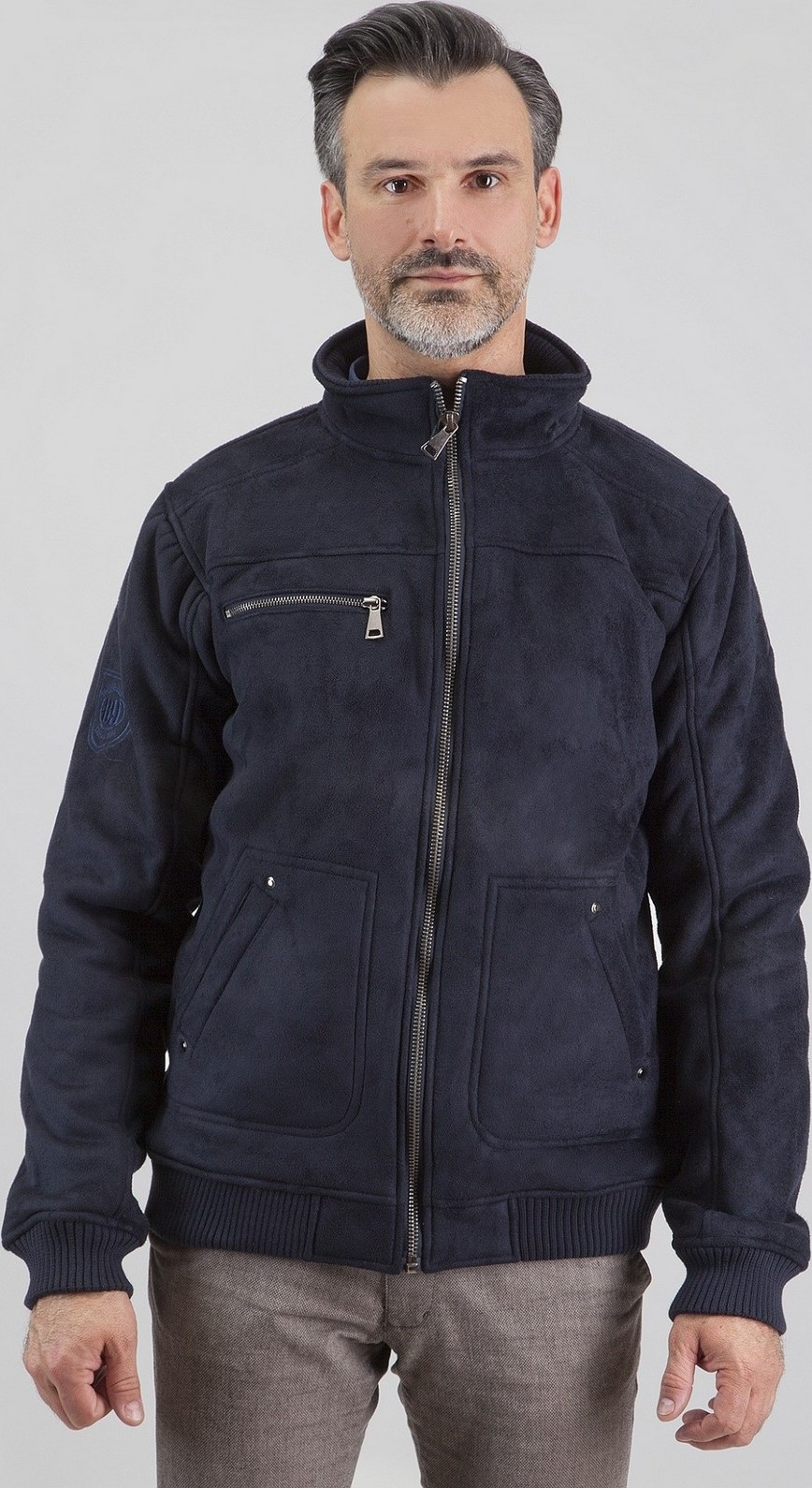 Tmavomodrá pánska semišová bunda so zapínaním na zips PKH 91C0000 H - Dark blue Veľkosť: M