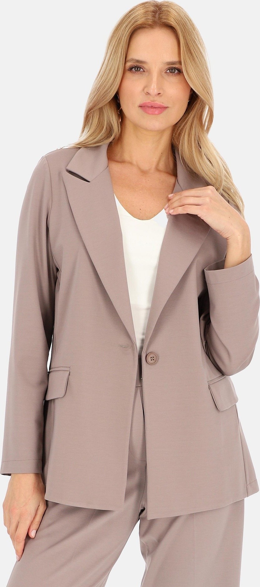 Béžové dámske sako s viskózou VEE 242404 F - Beige Veľkosť: 36