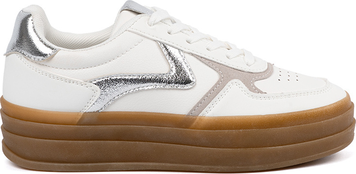 Dámske biele sneakersy so striebornými vsadkami 6486S Veľkosť: 36
