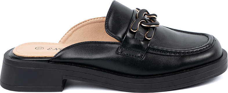 Čierne dámske nazuváky s prackou, podpätok 3 - 5 cm FF8825-1B Veľkosť: 39