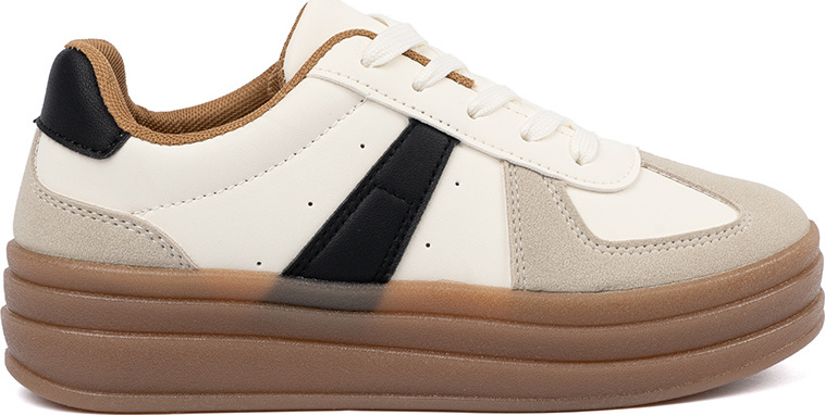 Béžovo-biele dámske sneakersy s čiernymi vsadkami X3032BE Veľkosť: 37