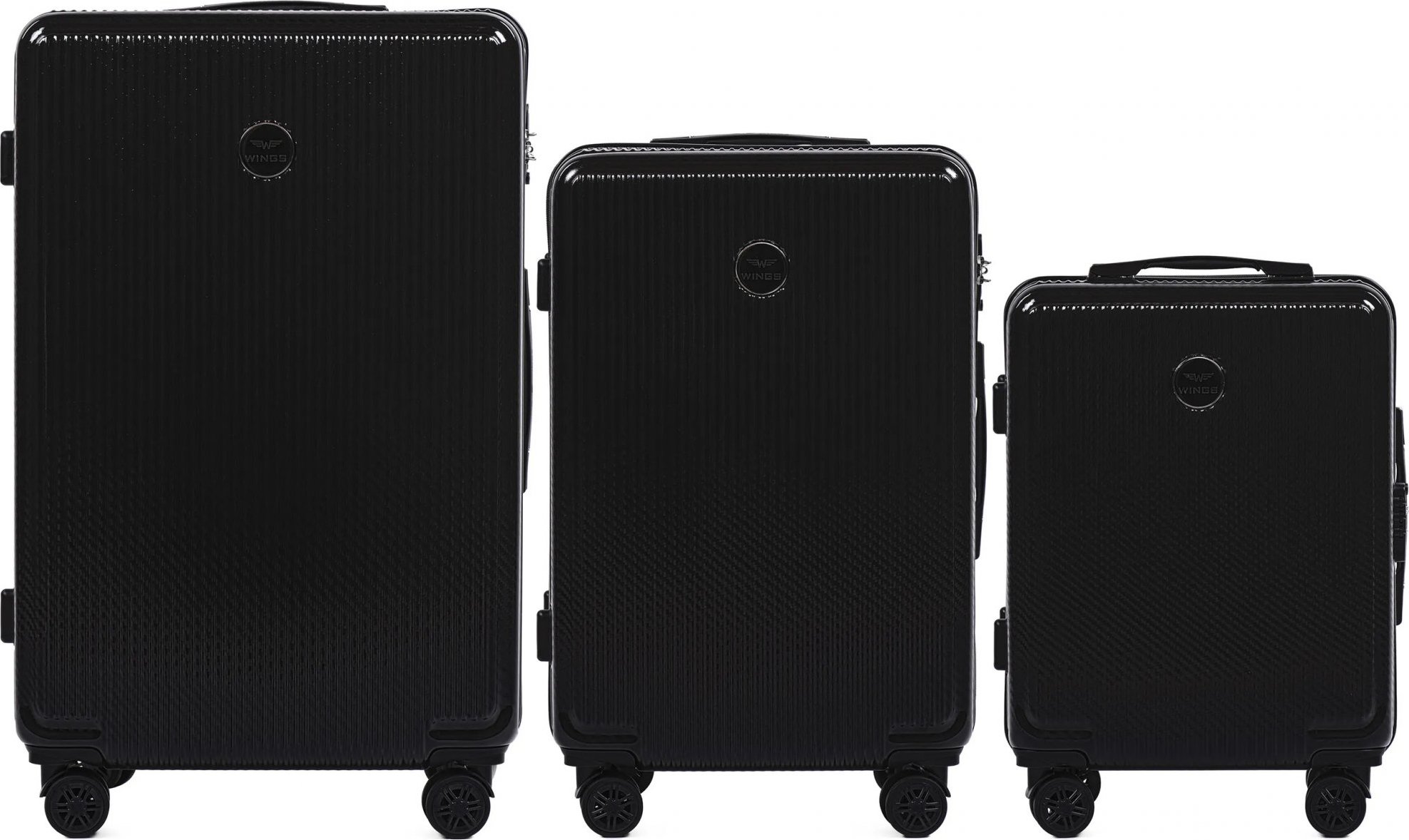 Čierna sada cestovných kufrov WINGS PRIME - PC AFRICAN EAGLE Sada 3 kufrov (L, M, S) Wings Polycarbonate, Black Veľkosť: Sada kufrov