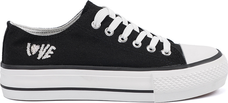 Čierne dámske plátené tenisky s nápisom Love WX-118B Veľkosť: 36