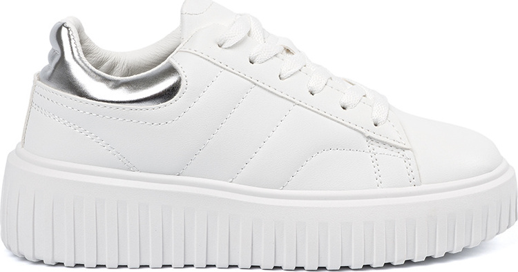 Biele dámske tenisky na platforme so striebornými detailmi YY-111S Veľkosť: 36