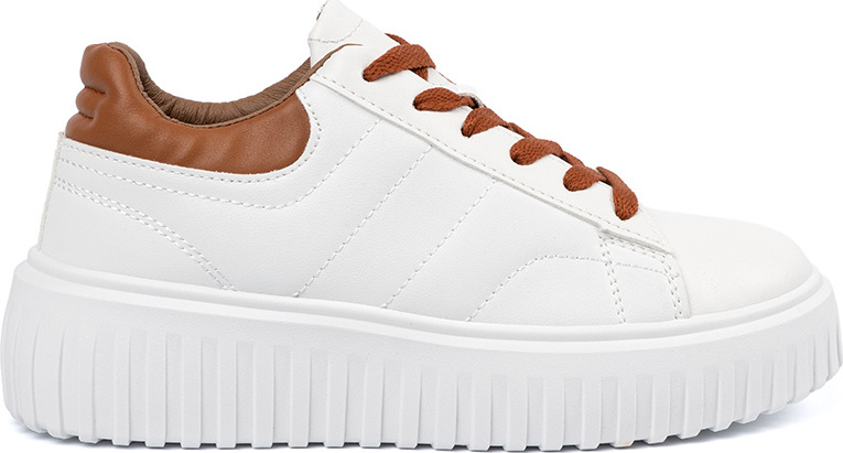 Biele dámske tenisky na platforme s hnedými detailmi YY-111BR Veľkosť: 36