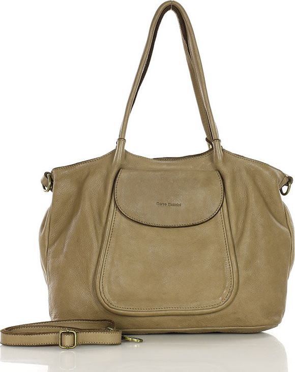 MARCO MAZZINI Béžová kožená kabelka v86d Veľkosť: ONE SIZE