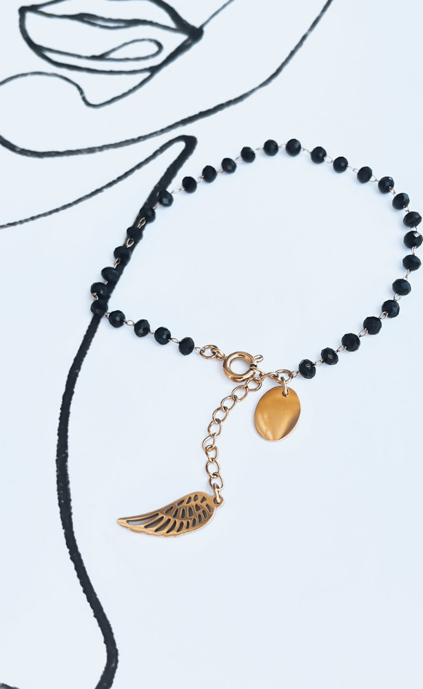 Čierno-zlatý náramok FREE TIME LY0095 Veľkosť: ONE SIZE