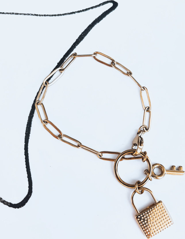 Zlatý náramok LOCK KEY LY0099 Veľkosť: ONE SIZE