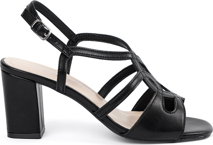 Černé dámské sandály na podpatku, podpatek 7,5 cm SK884B Veľkosť: 40