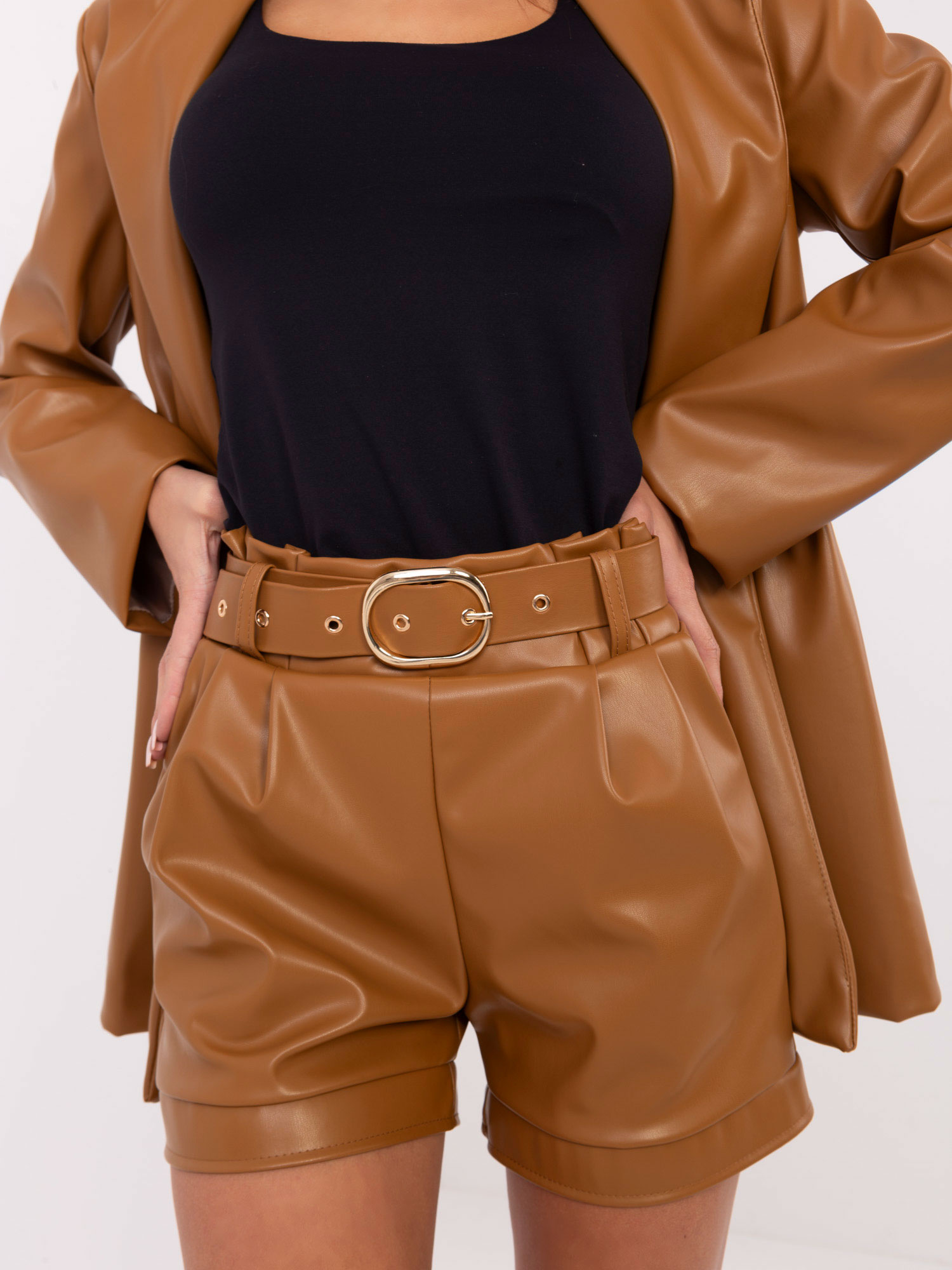 Camel dámské koženkové kraťasy DHJ-SN-8701.18P-camel Veľkosť: ONE SIZE