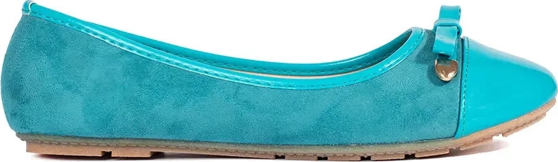 Tyrkysové ploché dámské baleríny s lakovanou špičkou A801L.BL Veľkosť: 36