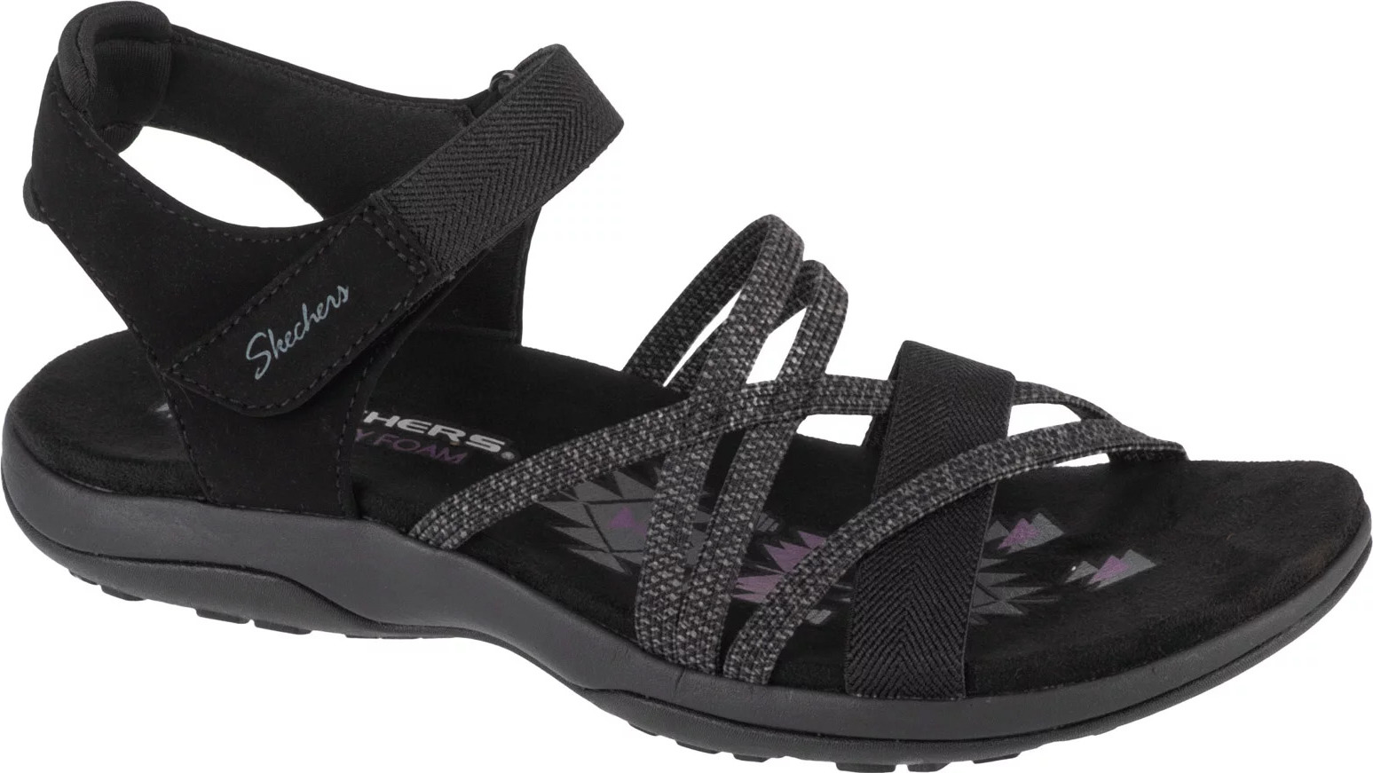Černé dámské sportovní sandály Skechers Reggae Slim - Meadow Grazer 163193-BLK Veľkosť: 38