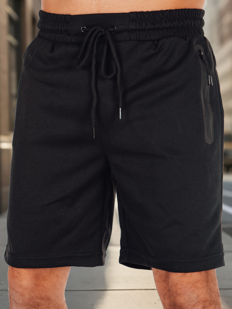 Černé pánské látkové kraťasy s kapsami na zip SX2474 Veľkosť: 2XL