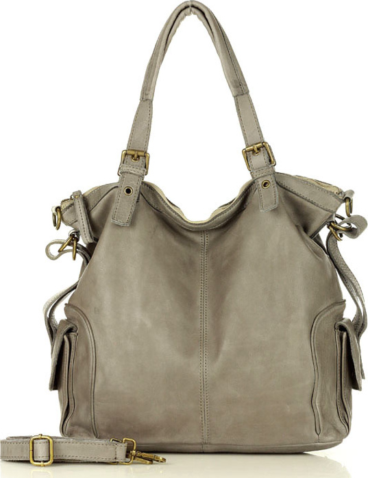 MARCO MAZZINI Béžová dámská kožená shopper kabelka v145c Veľkosť: ONE SIZE
