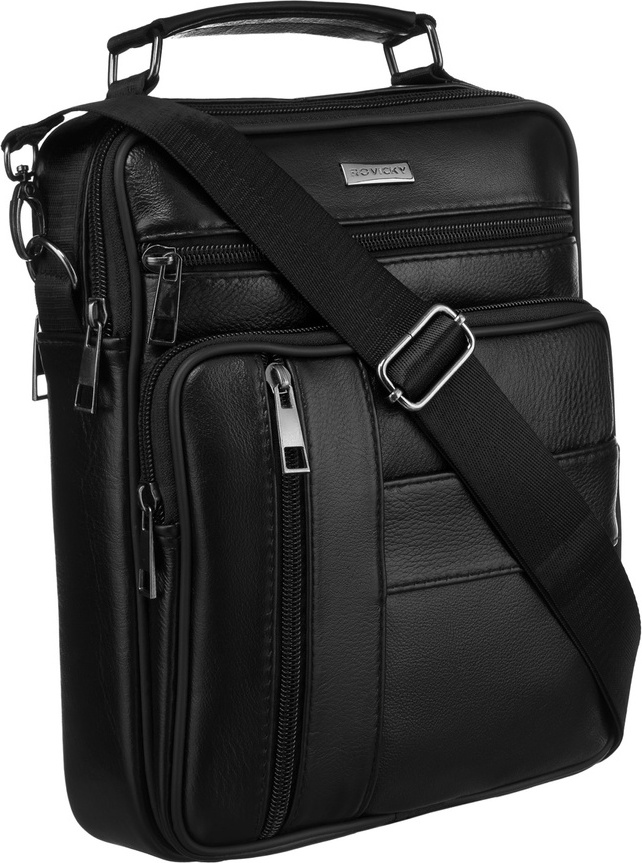 Rovicky Čierna kožená messenger taška cez rameno R-13205-L Veľkosť: ONE SIZE