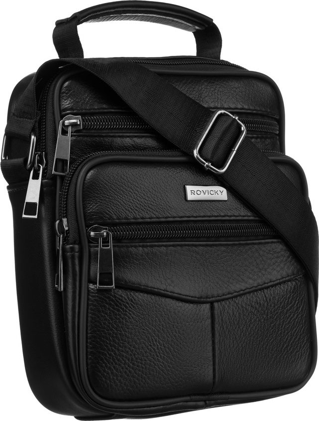 Rovicky Čierna kožená messenger taška cez rameno R-13201-S Veľkosť: ONE SIZE