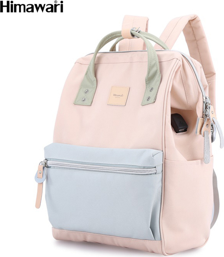 Pudrovo-modrý priestranný batoh na notebook Himawari s USB portom 1881-13 Veľkosť: ONE SIZE