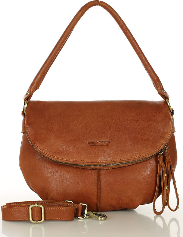 MARCO MAZZINI Camel dámská velká kožená crossbody kabelka (vs121b) Veľkosť: ONE SIZE